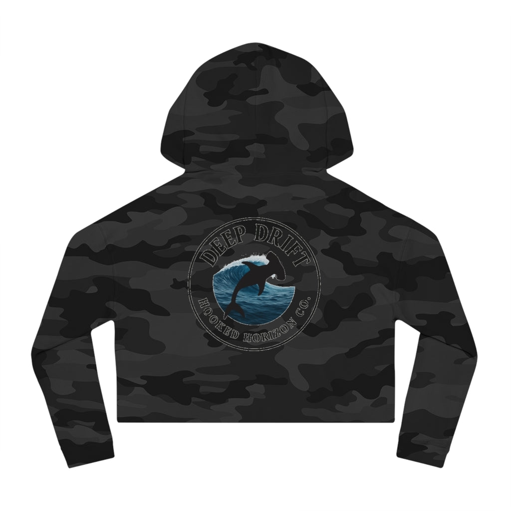 Hammer Head Shark Cropped Hoodie — Deep Drift Fishing Graphic