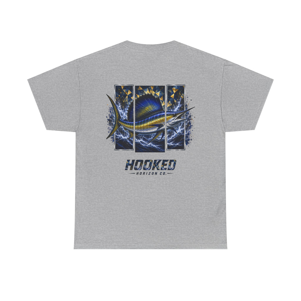Sail Fish Hooked Horizon Co Tee—Ocean Graphic Tee — "Beloved" Ray Design