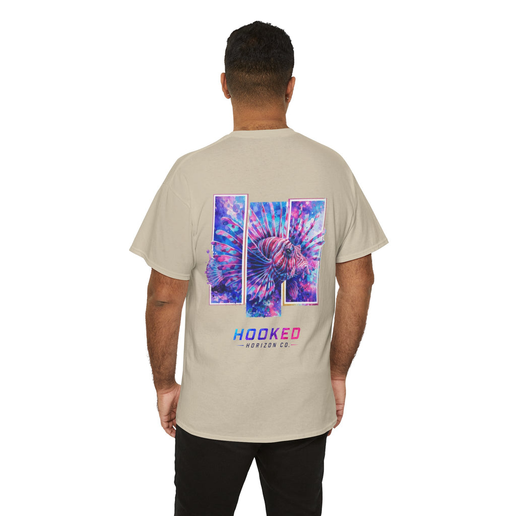 Lion Fish Hooked Horizon Co Tee—Ocean Graphic Tee — "Beloved" Ray Design