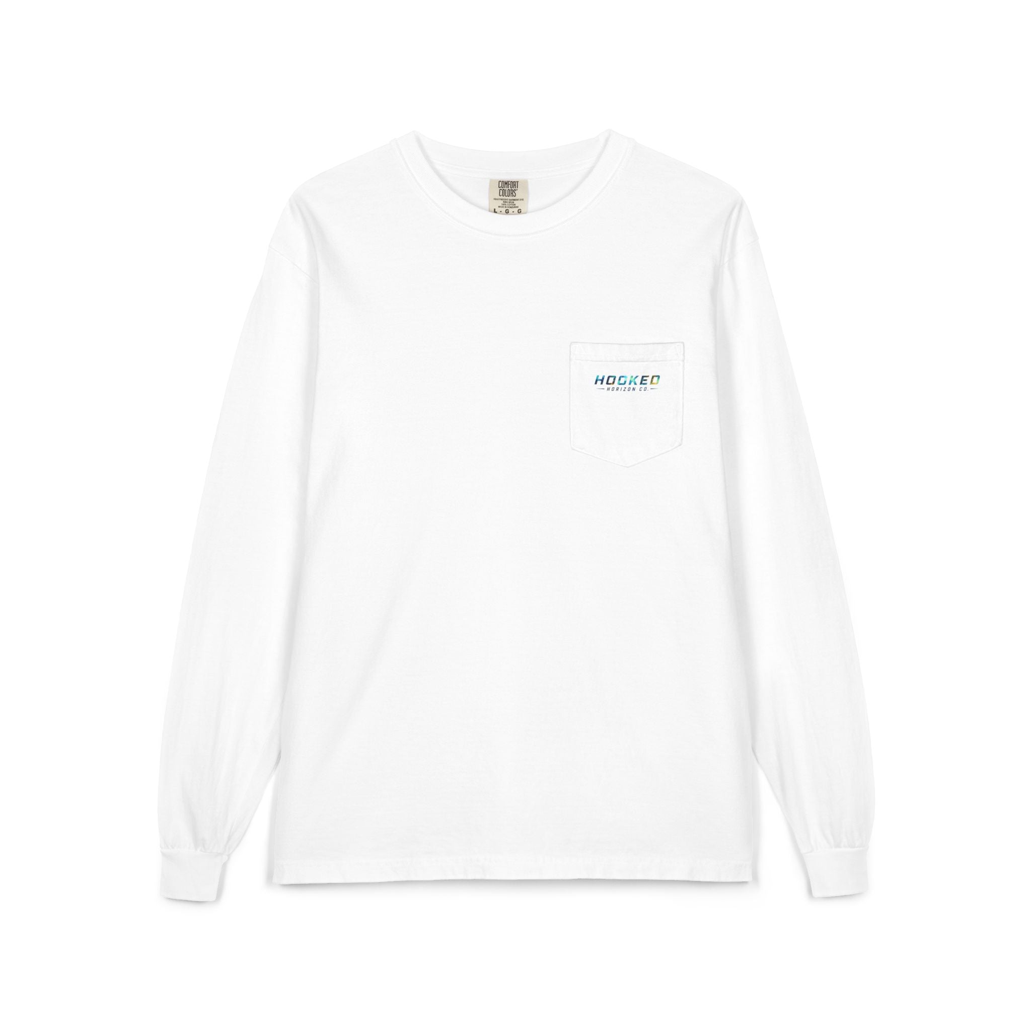 Blue & Gold Hooked Horizon Co.  Classic Logo Unisex Long Sleeve Pocket T-Shirt