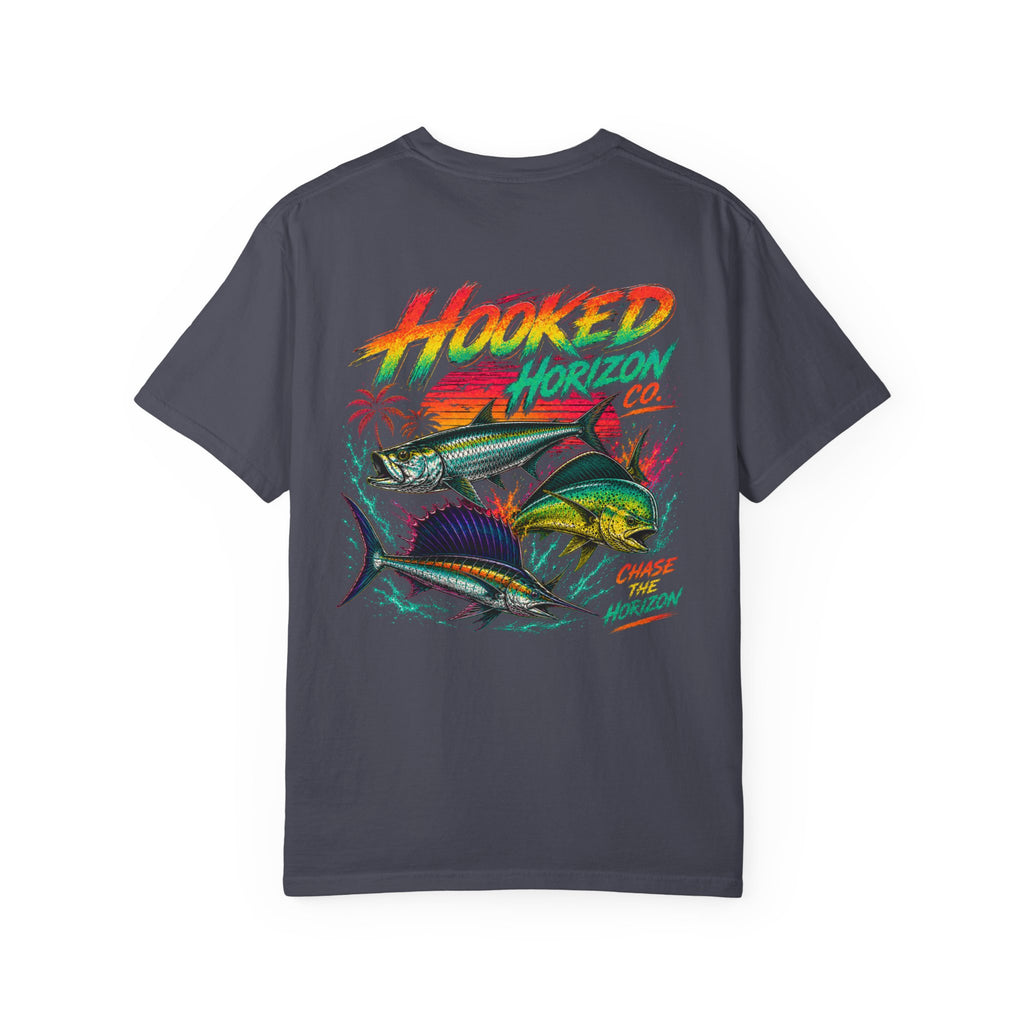 Retro 80s Tripple Fish Fishing Tee — Hooked Horizon Co.  Angler Gifts Ocean Lover Gifts