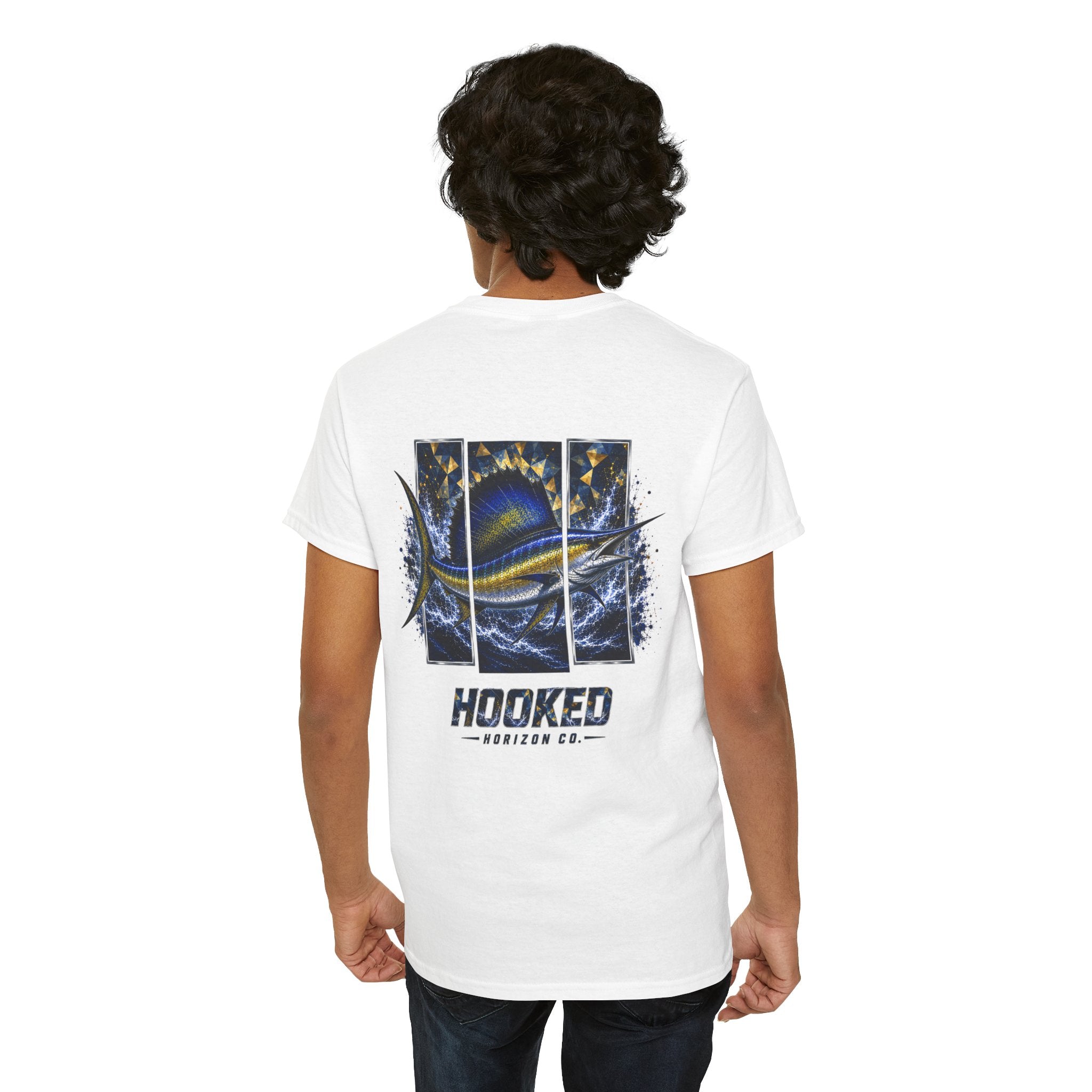 Sail Fish Hooked Horizon Co Tee—Ocean Graphic Tee — "Beloved" Ray Design