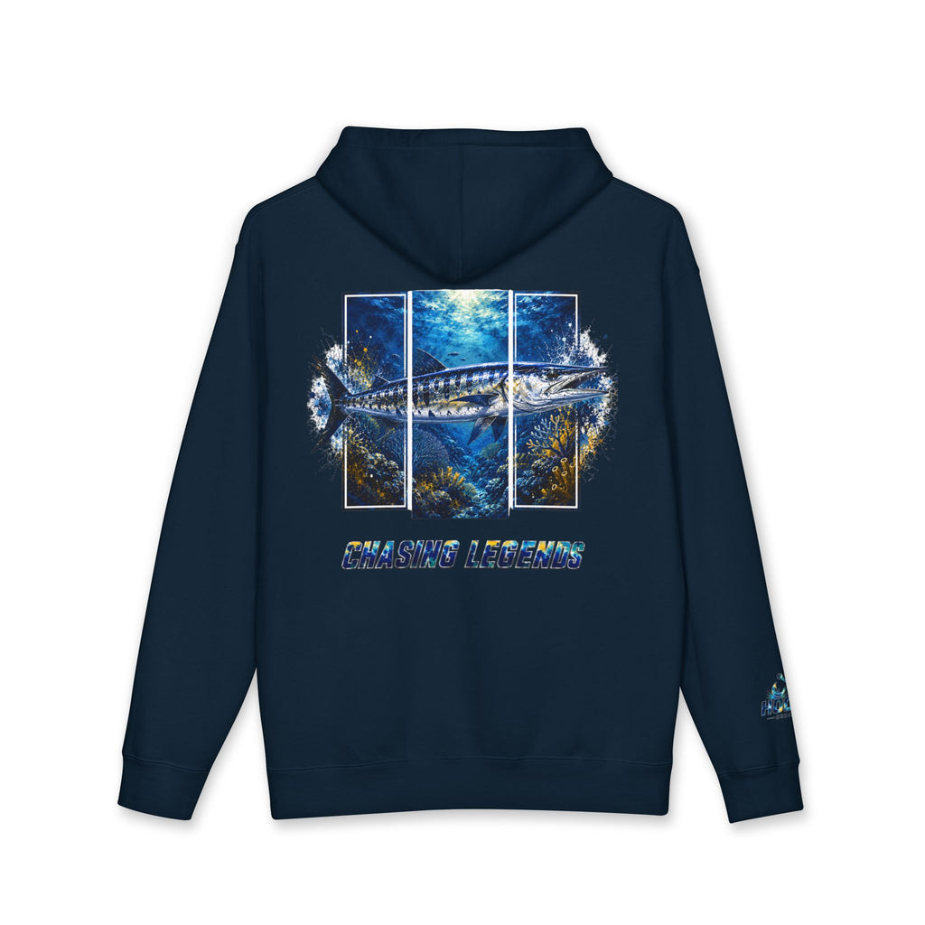 Barracuda Hoodie Hooked Horizon Co. — Fishing Back Graphic Hoodie, Multiple Color Variations