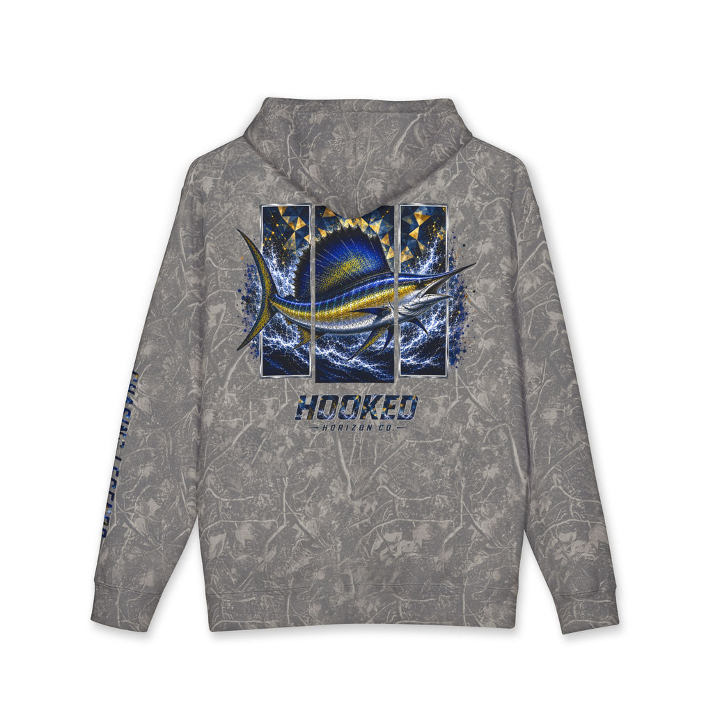 Sail Fish Hoodie Hooked Horizon Co. — Fishing Back Graphic Hoodie, Multiple Color Variations