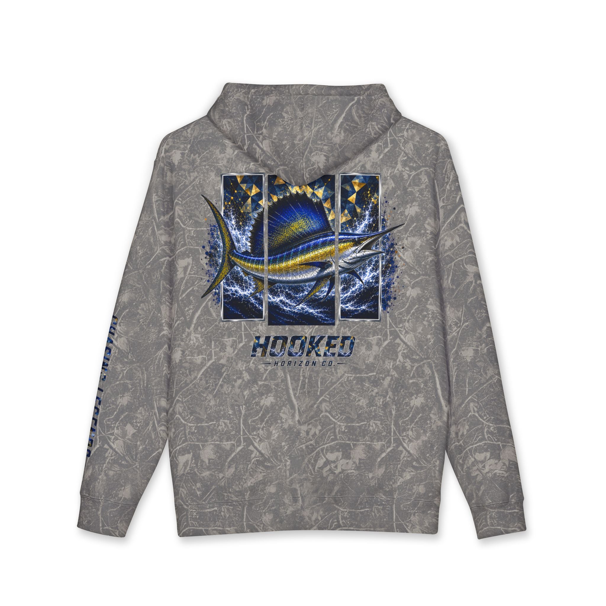 Sail Fish Hoodie Hooked Horizon Co. — Fishing Back Graphic Hoodie, Multiple Color Variations