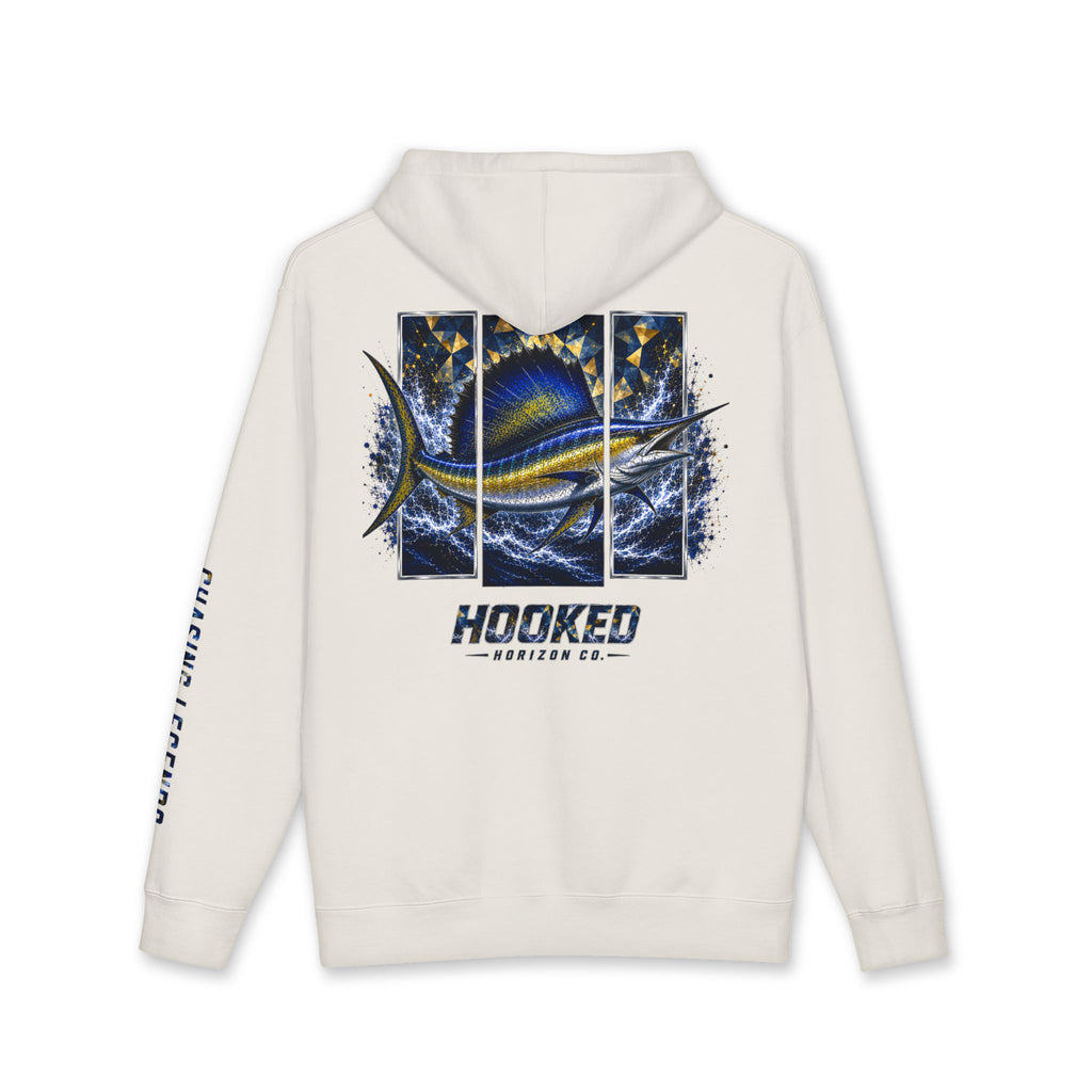 Sail Fish Hoodie Hooked Horizon Co. — Fishing Back Graphic Hoodie, Multiple Color Variations