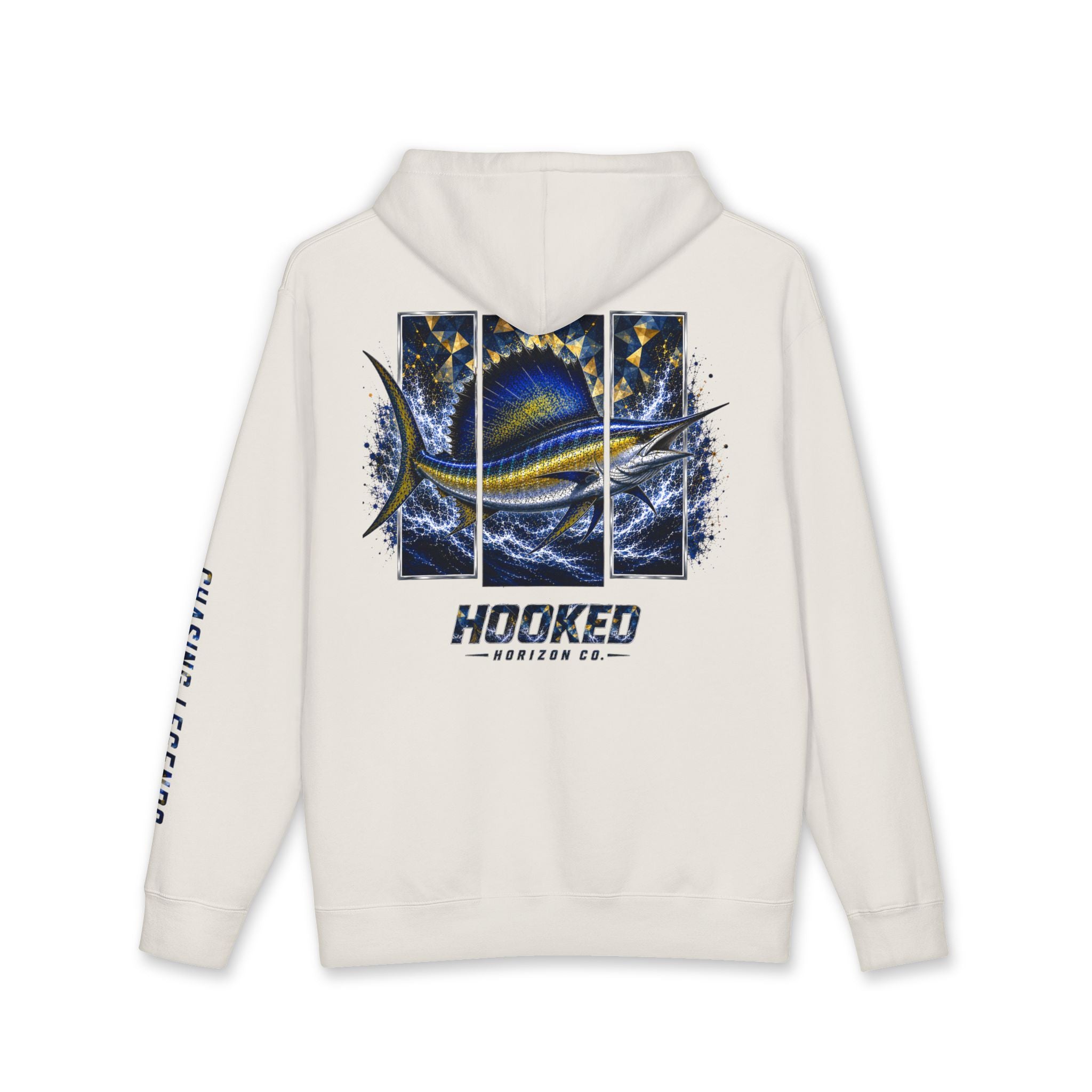 Sail Fish Hoodie Hooked Horizon Co. — Fishing Back Graphic Hoodie, Multiple Color Variations