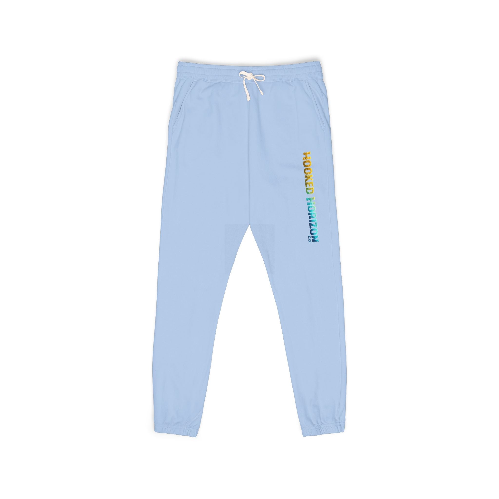 Gold & Blue Hooked Horizon Co. Embroidered Fleece Sweatpants | Cozy Loungewear, Gifts for Everyone, Comfortable Joggers, Relaxed Fit Sweatpants, God is Love, Unisex Fashion