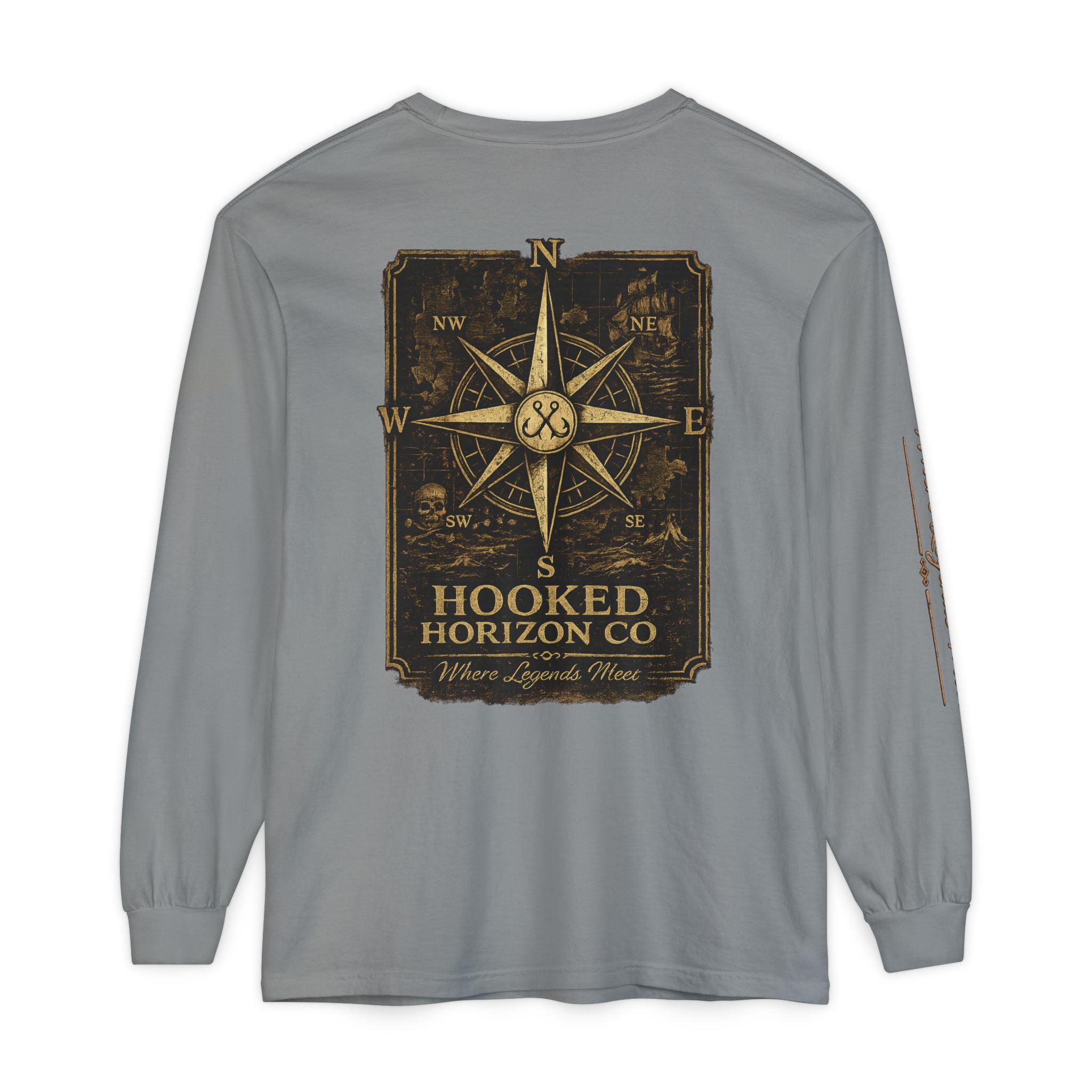 Compass Long Sleeve T-Shirt, Ocean Adventure Apparel, Boat Trip Shirt, Coastal Style, Gift for Fishermen