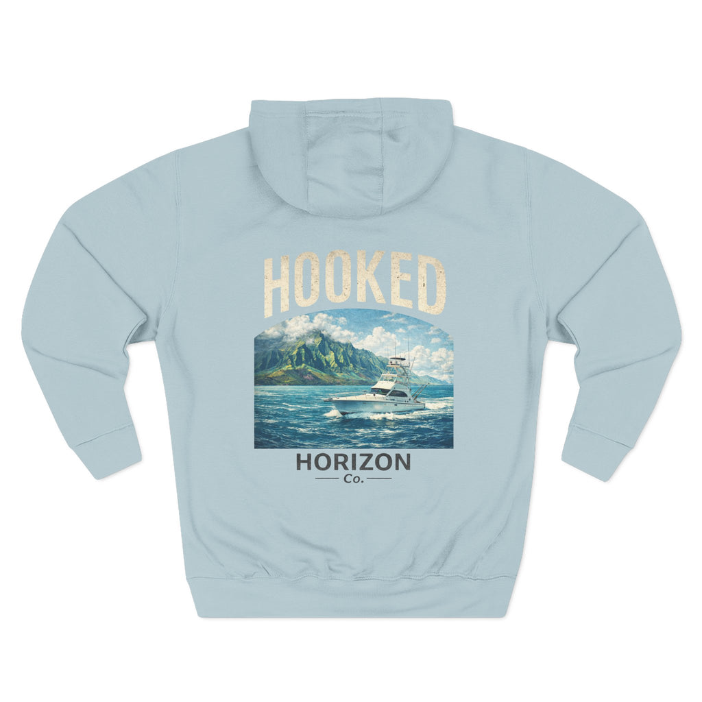 Fishing Charter T-Shirt— Hooked Horizon Hoodie — Fishing Boat Graphic Pullover