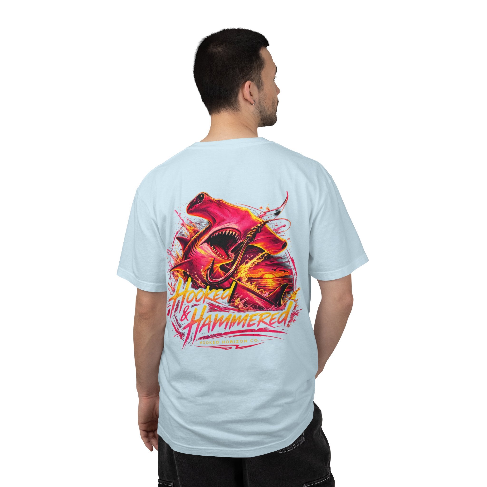 Hooked & Hammered Fishing T-shirt, Hooked Horizon Co, Angler Gifts, Shark Lovers