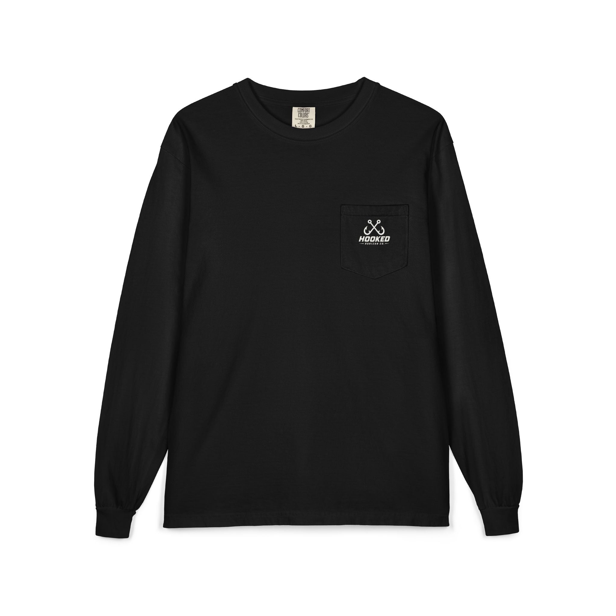 USA Shark Hooked Horizon Co.  Classic Logo Unisex Long Sleeve Pocket T-Shirt