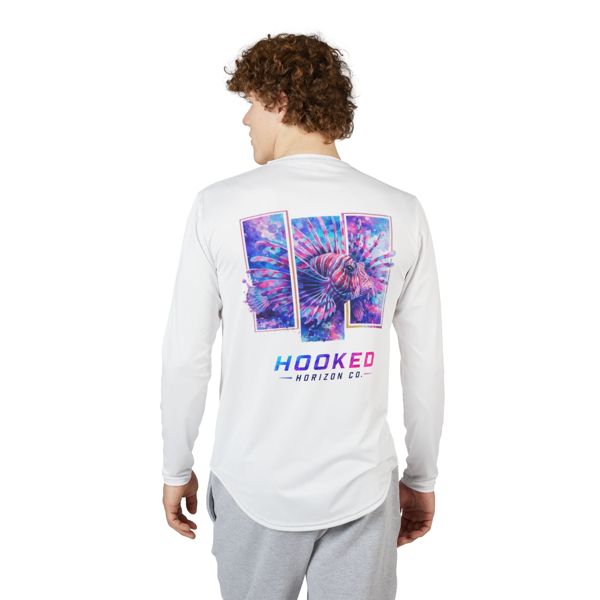 Lion Fish Hooked Horizon Co — Men's Long Sleeve UV Shirt — Chasing Legends Not Trends Orca Ocean Graphic Performance Tee
