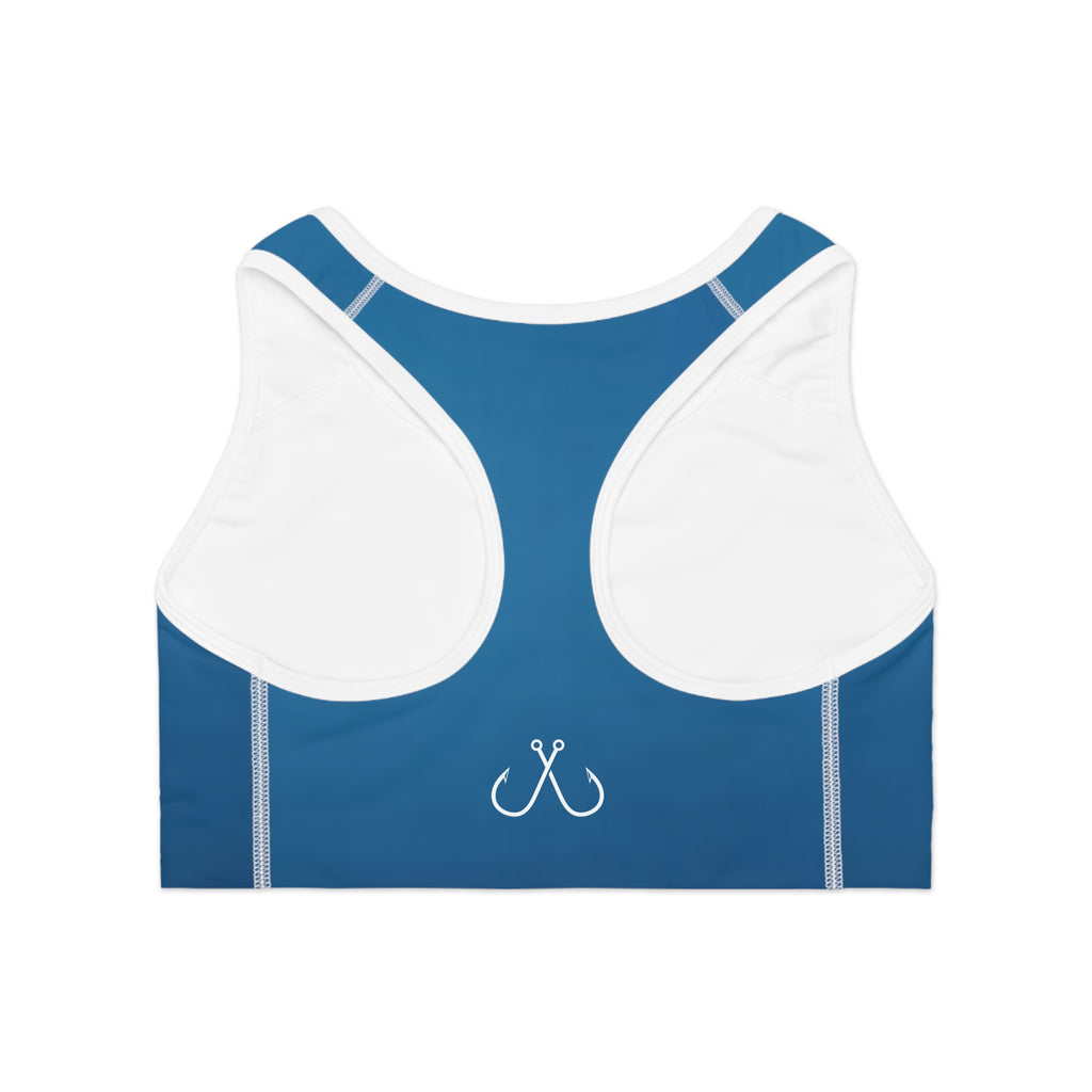 Ocean Blue Deep Drift Hooked Horizon Co. Stylish Sports Bra for Active Women, Workout Top, Gym Essential, Fitness Apparel, Athleisure Wear, Yoga Gear