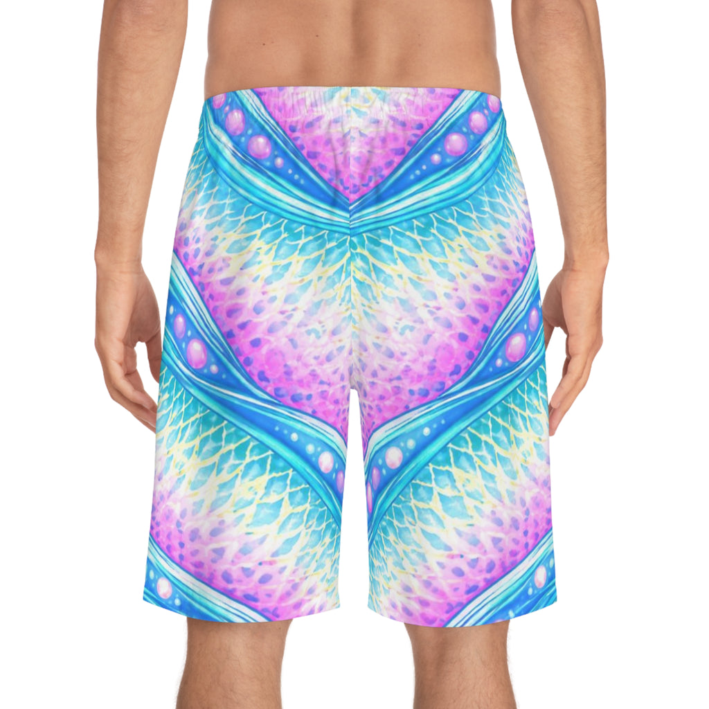 Parrot Fish Ocean-Inspired Board Shorts, Swimwear for Beach Days, Summer Vacations, Pool Parties, Surfing Attire, Water Sports