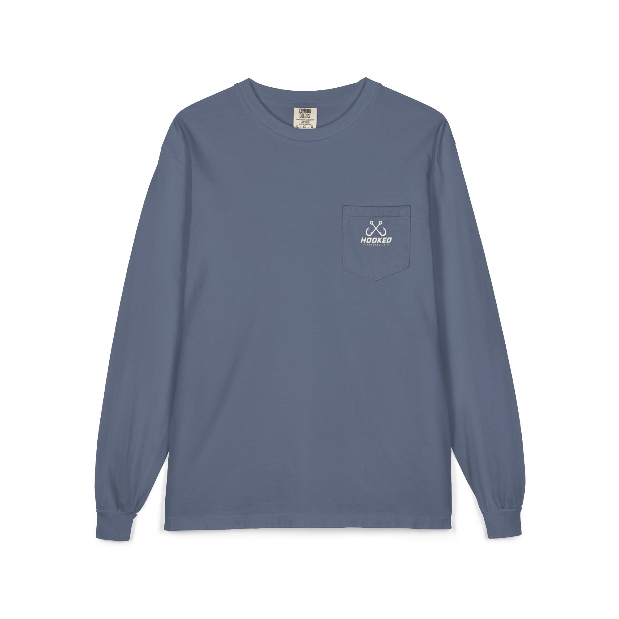 USA Shark Hooked Horizon Co.  Classic Logo Unisex Long Sleeve Pocket T-Shirt