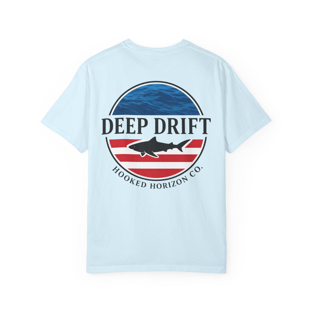 USA Deep Drift Fishing T-Shirt - RED, WHITE & BLUE Fishing Tee for Angler Lovers, Shark Lovers, Ocean Tee
