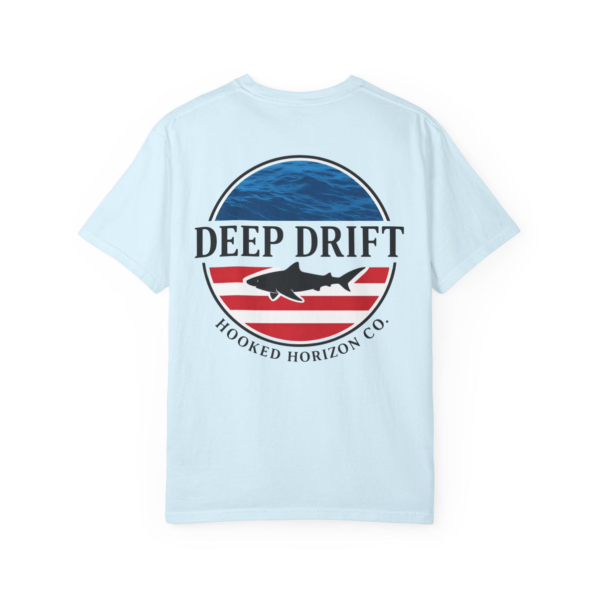 USA Deep Drift Fishing T-Shirt - RED, WHITE & BLUE Fishing Tee for Angler Lovers, Shark Lovers, Ocean Tee