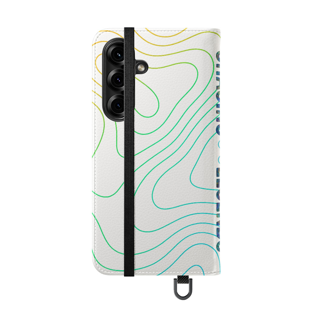 Ocean Topography Waves Flip Phone Case — Turquoise Water Pattern Wallet Cover
