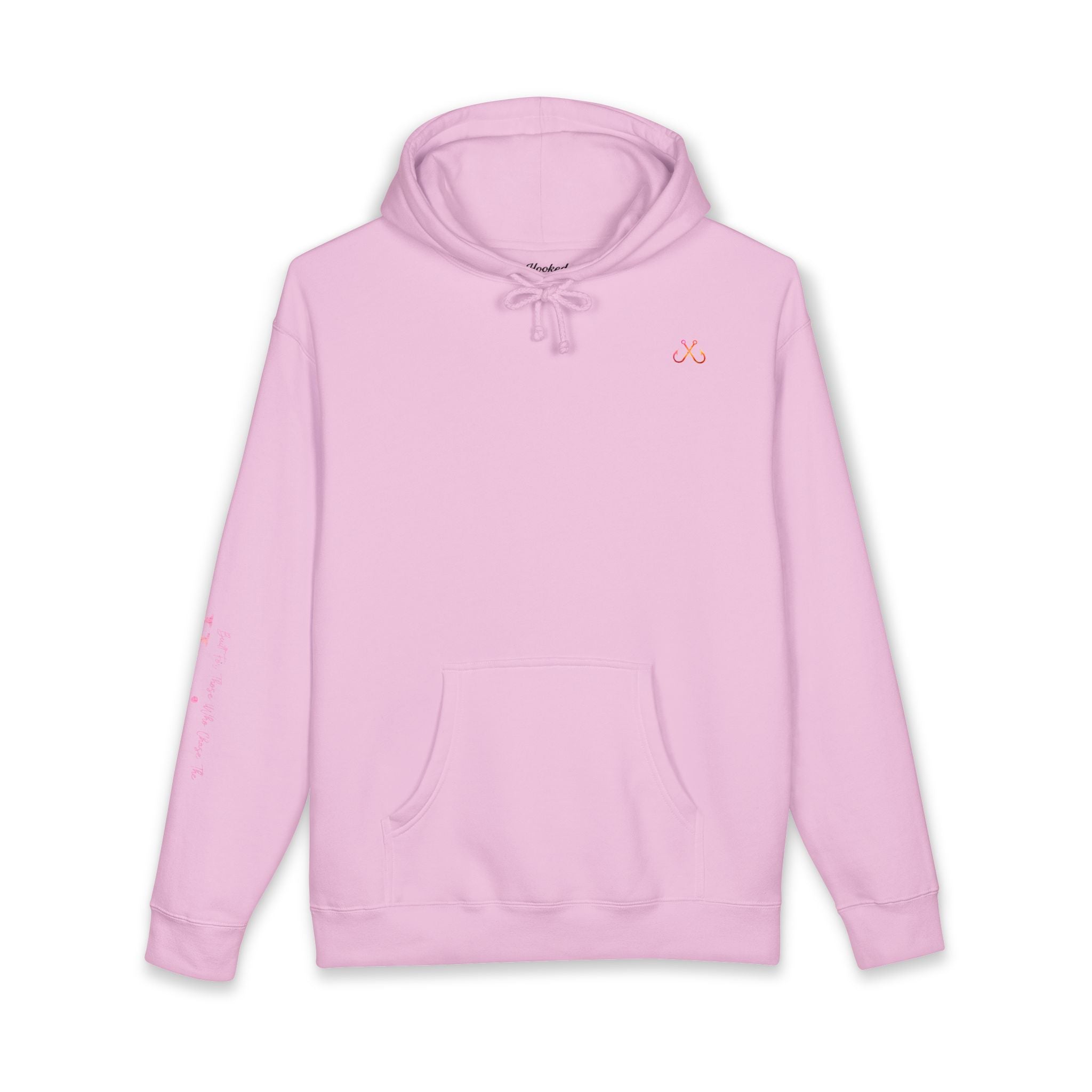Pink & Orange Chasing Legends Not Trends Hoodie Hooked Horizon Co. — Minimal Skeletal Fish Back Graphic Hoodie, Multiple Color Variations