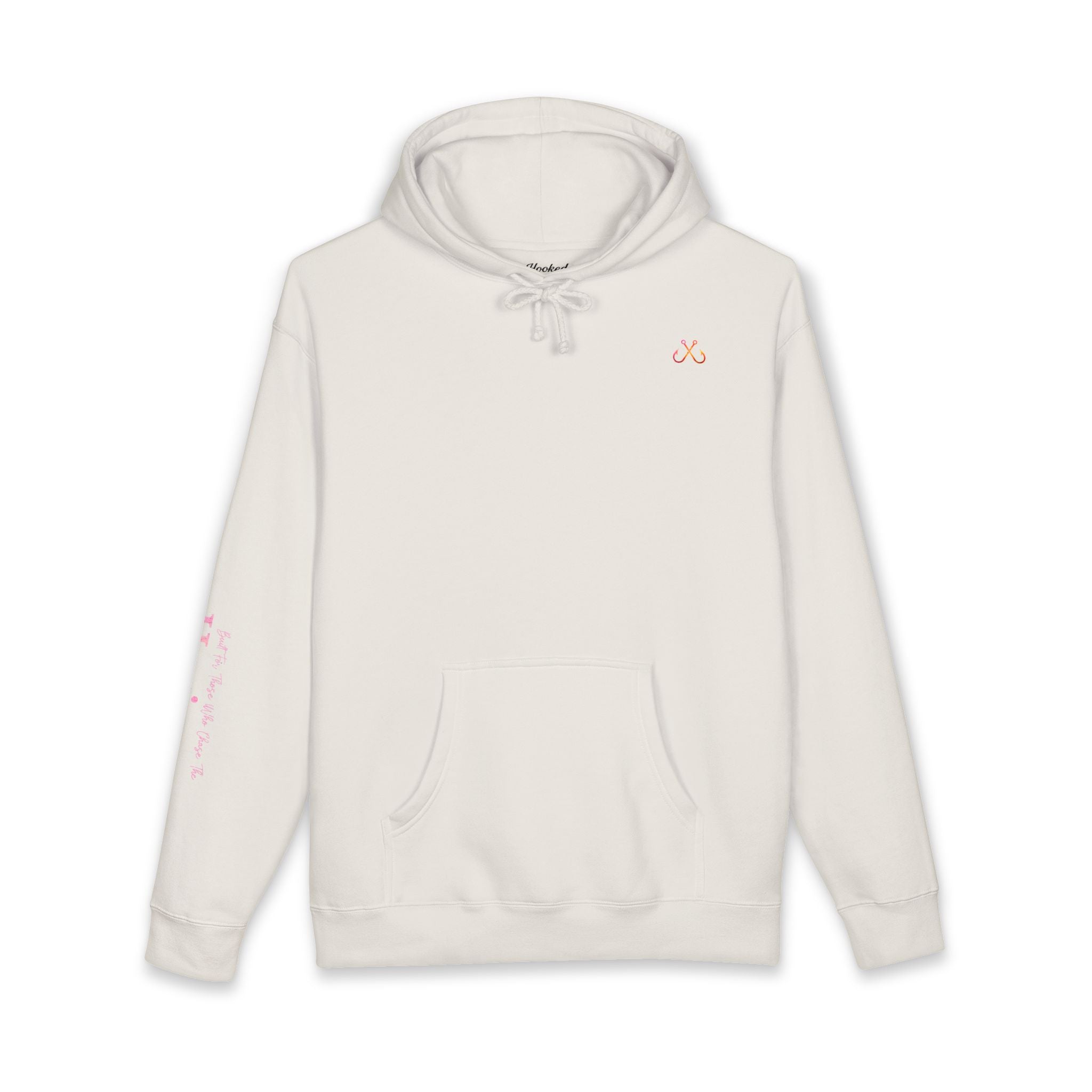 Pink & Orange Chasing Legends Not Trends Hoodie Hooked Horizon Co. — Minimal Skeletal Fish Back Graphic Hoodie, Multiple Color Variations