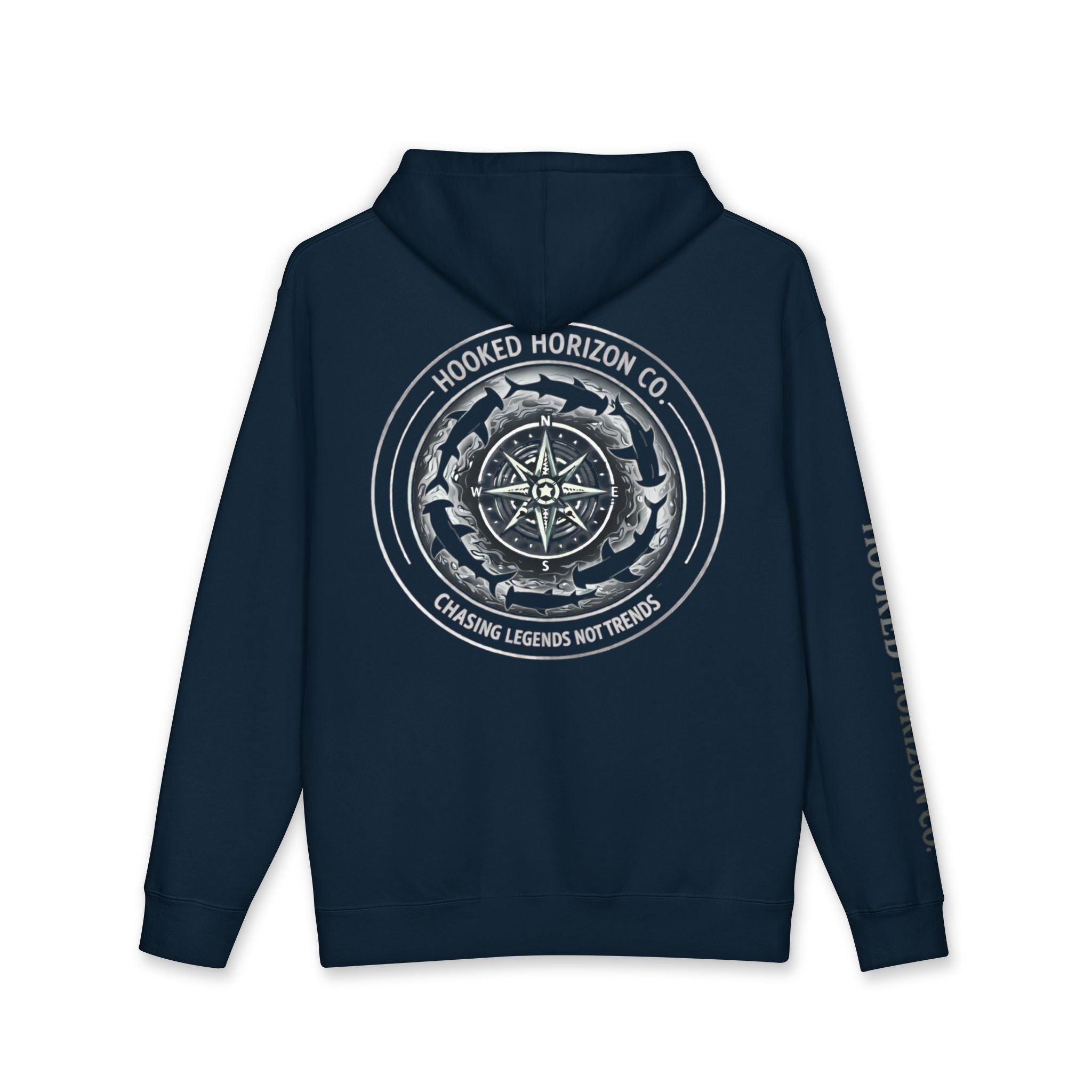 Chasing Legends Not Trends Compass Hoodie — Hooked Horizon Co. “Chasing Legends Not Trends” Pullover, Multiple Color Variations