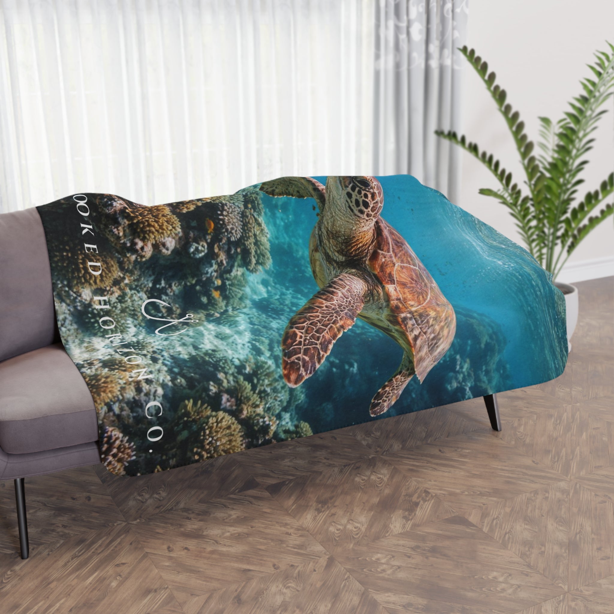 Sea Turtle Sherpa Blanket — Coastal Ocean Photography Throw