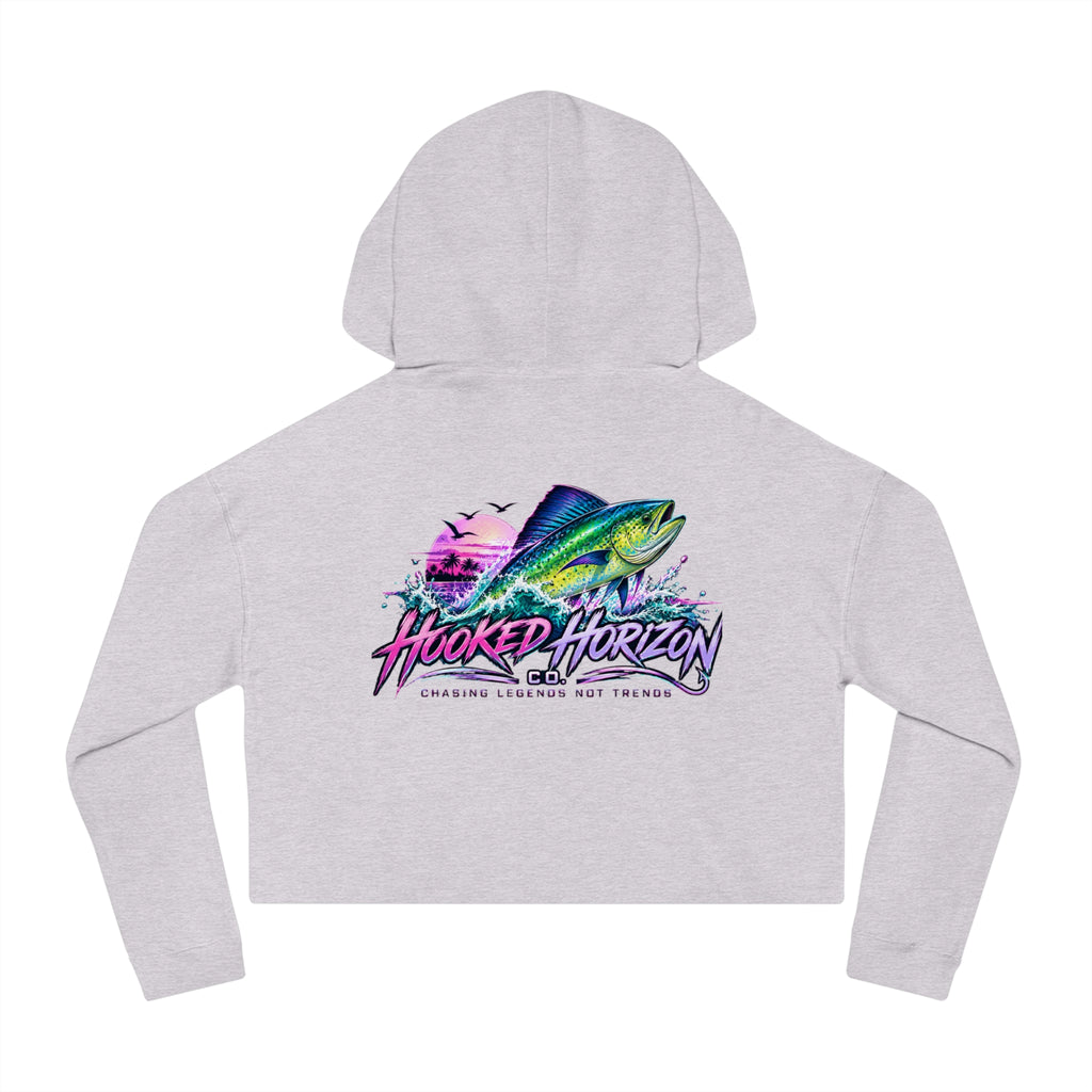 Mahi Color Cropped Hoodie — Hooked Horizon Fishing Graphic