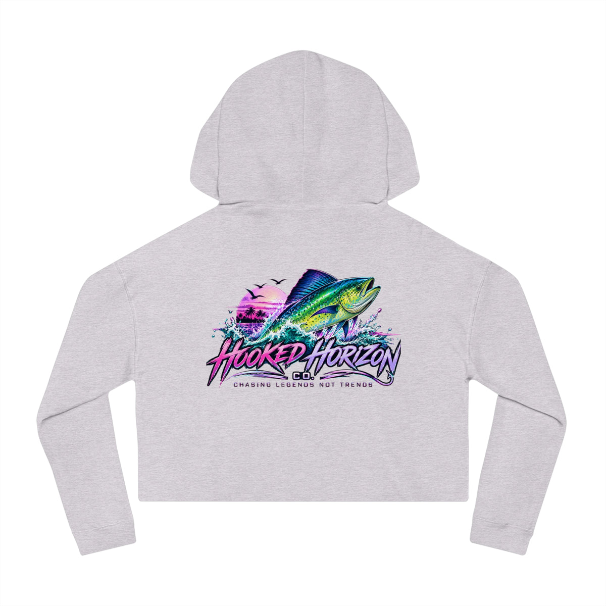 Mahi Color Cropped Hoodie — Hooked Horizon Fishing Graphic