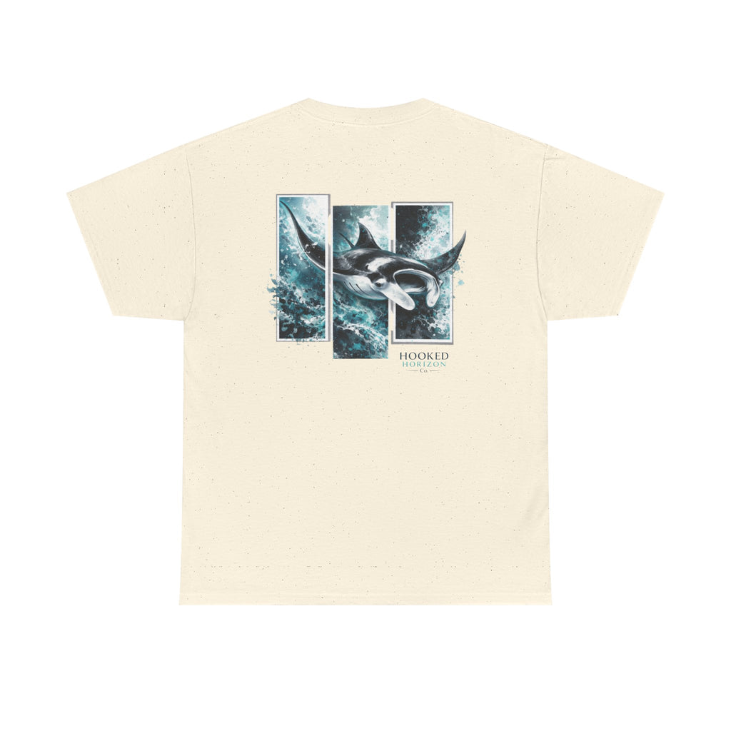 Manta Ray Hooked Horizon Co Tee—Ocean Graphic Tee — "Beloved" Ray Design