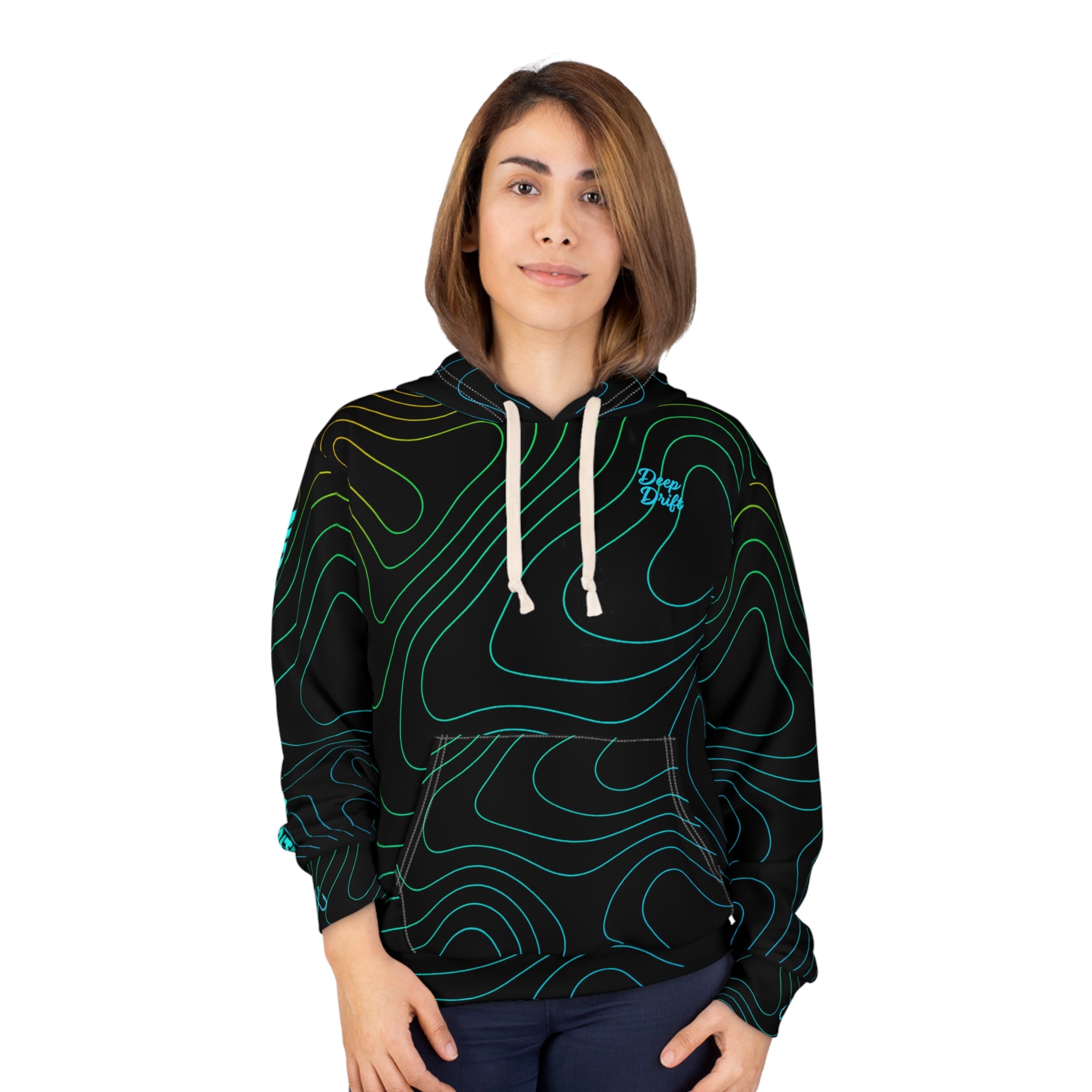 Green Octopus & Wave Topography Fishing Hoodie — Deep Drift Fishing,  Hooked Horizon Co. Neon Ombre Pullover