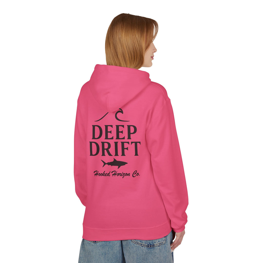 Deep Drift Wave & Shark Fishing Hoodie — Hooked Horizon Co. Pullover, Multiple Color Variations