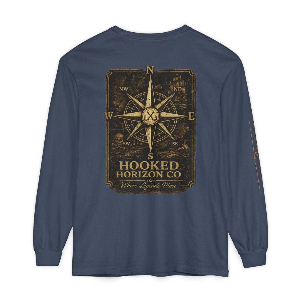 Compass Long Sleeve T-Shirt, Ocean Adventure Apparel, Boat Trip Shirt, Coastal Style, Gift for Fishermen