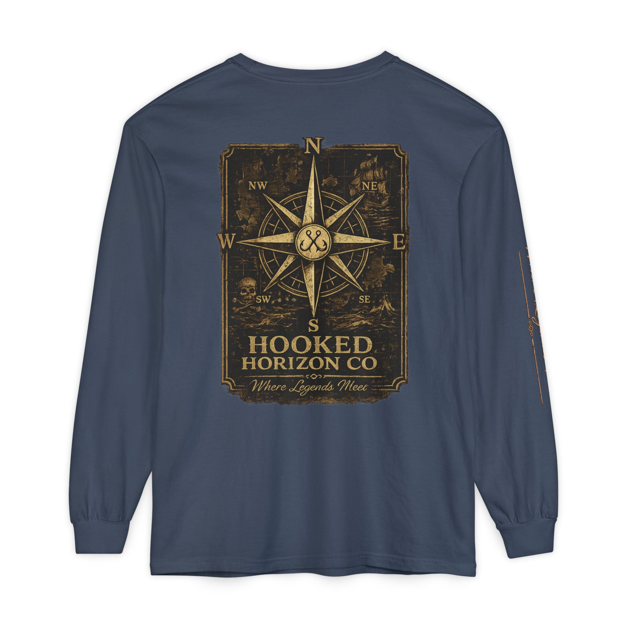 Compass Long Sleeve T-Shirt, Ocean Adventure Apparel, Boat Trip Shirt, Coastal Style, Gift for Fishermen