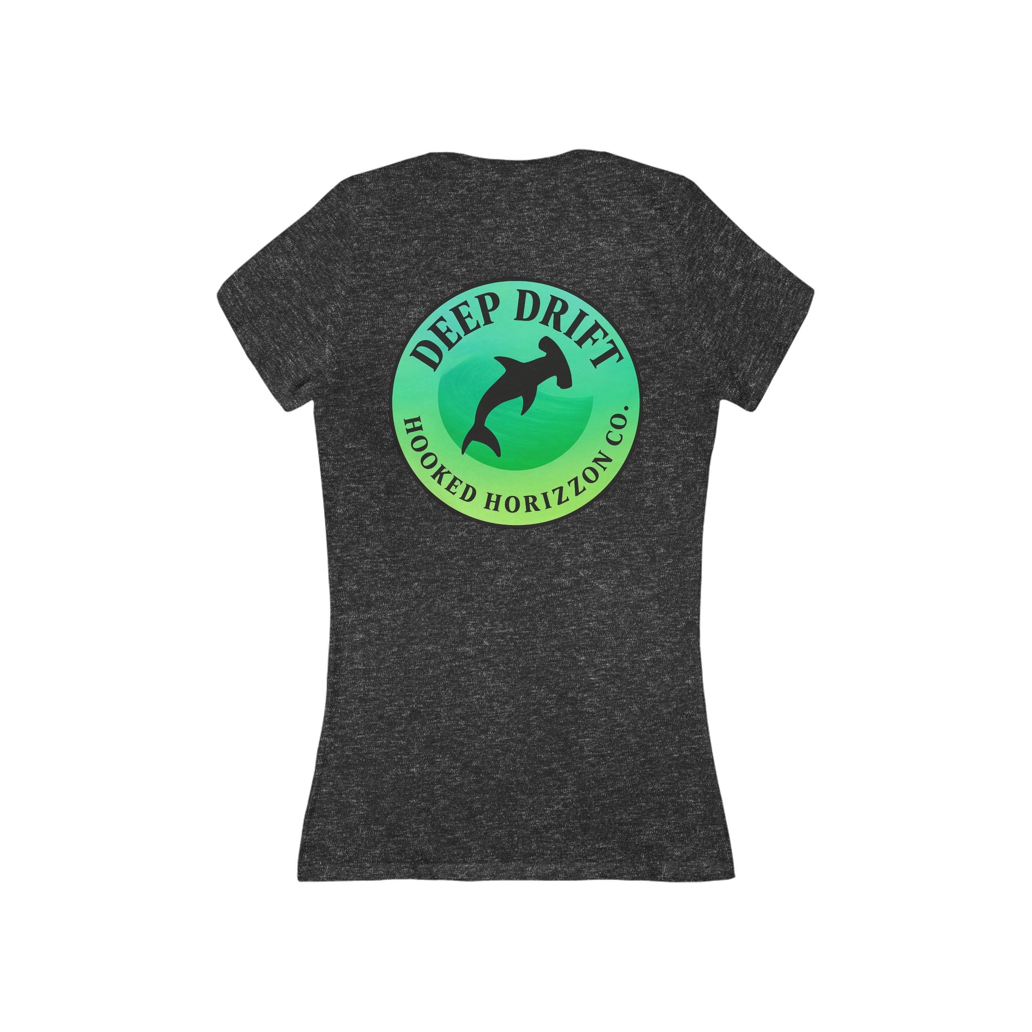 Green Hammer Head Shark Deep Drift Women's V-Neck Tee - Casual Style, Gift for Beach Lovers, Summer Wear, Travel Outfit, Comfortable Tee