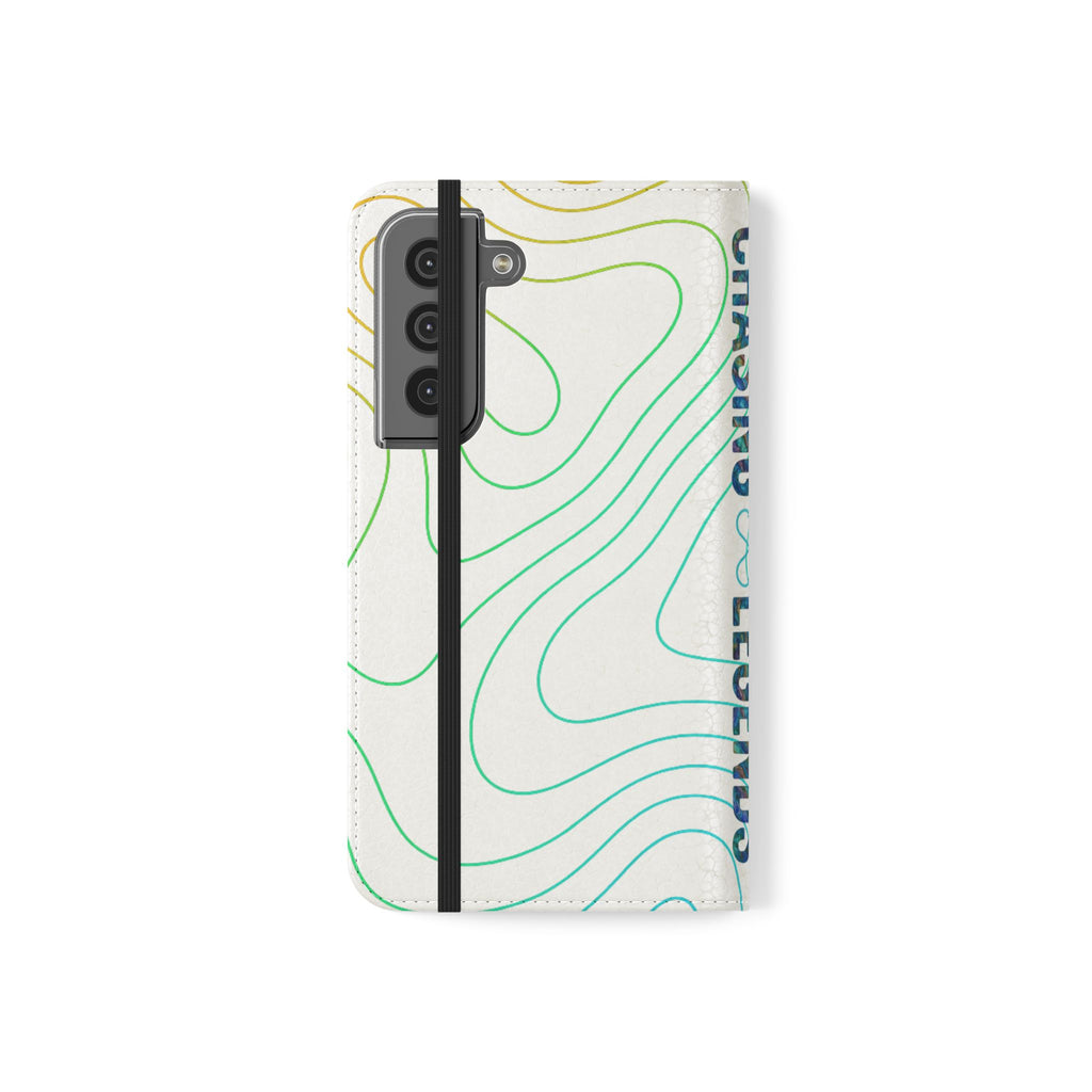 Ocean Topography Waves Flip Phone Case — Turquoise Water Pattern Wallet Cover