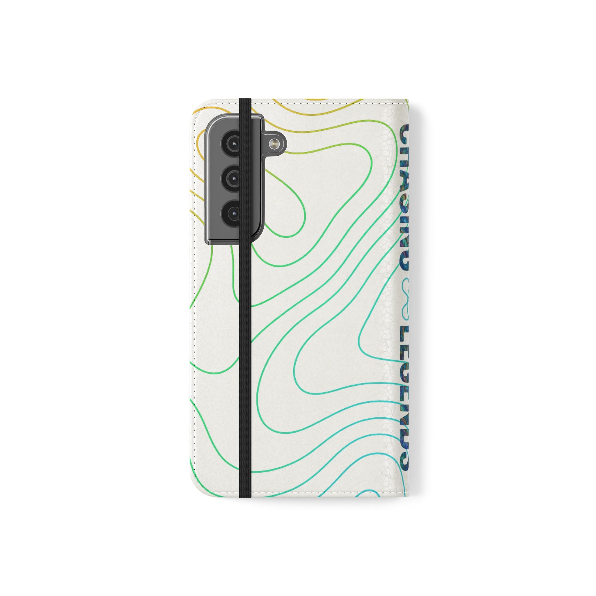 Ocean Topography Waves Flip Phone Case — Turquoise Water Pattern Wallet Cover