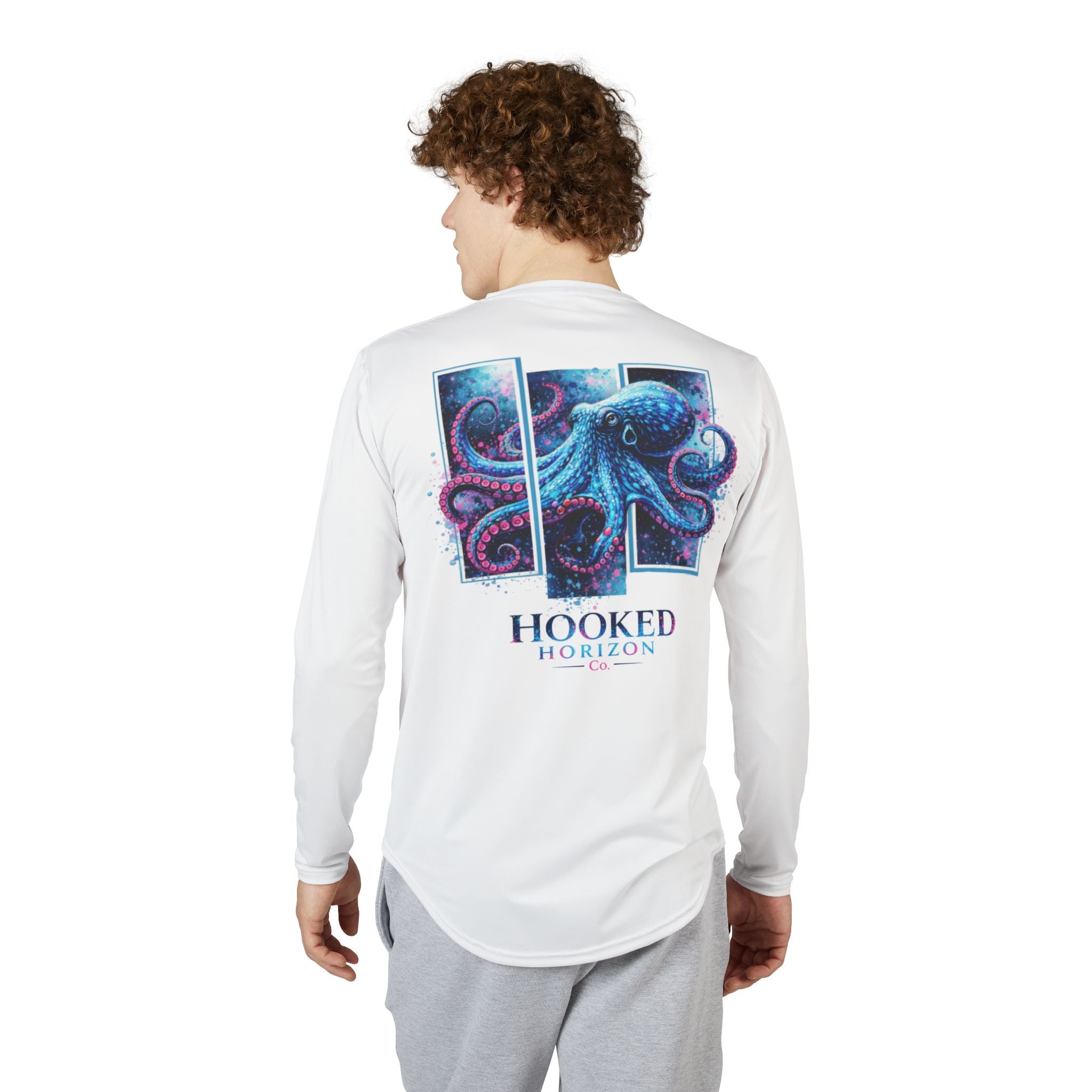 Octopus Hooked Horizon Co — Men's Long Sleeve UV Shirt — Chasing Legends Not Trends Orca Ocean Graphic Performance Tee