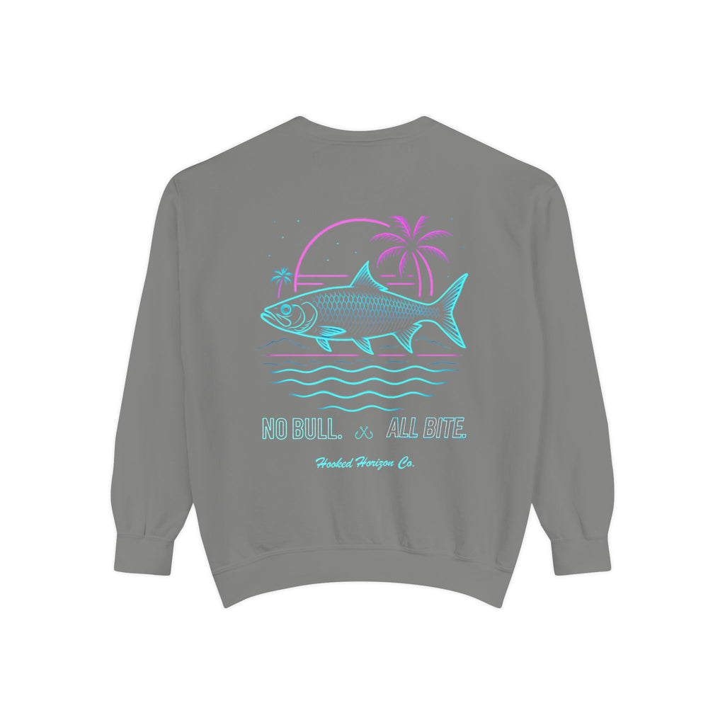 Vintage vibes Neon Tarpon Sweatshirt– Hooked Horizon Co. Ocean apparel, Gifts for Him & Her, Ocean Conservation, Soft Unisex Garment-Dyed Sweatshirt