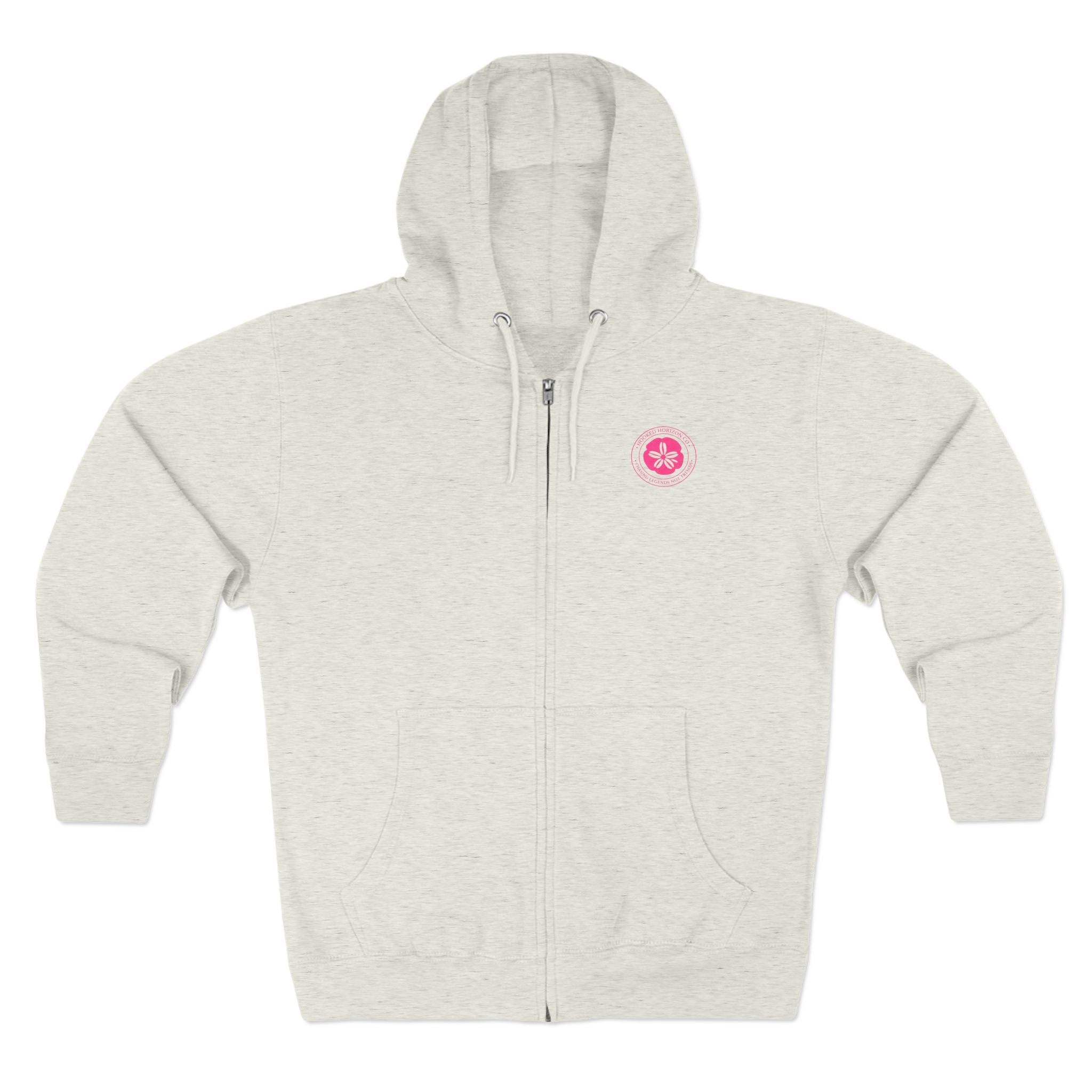 Pink Sand Dollar Tropical Flower Logo— Hooked Horizon Co. Zip-Up Hoodie