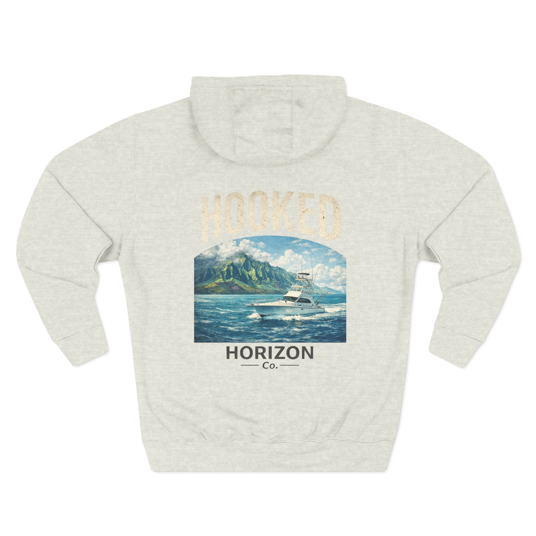 Fishing Charter T-Shirt— Hooked Horizon Hoodie — Fishing Boat Graphic Pullover
