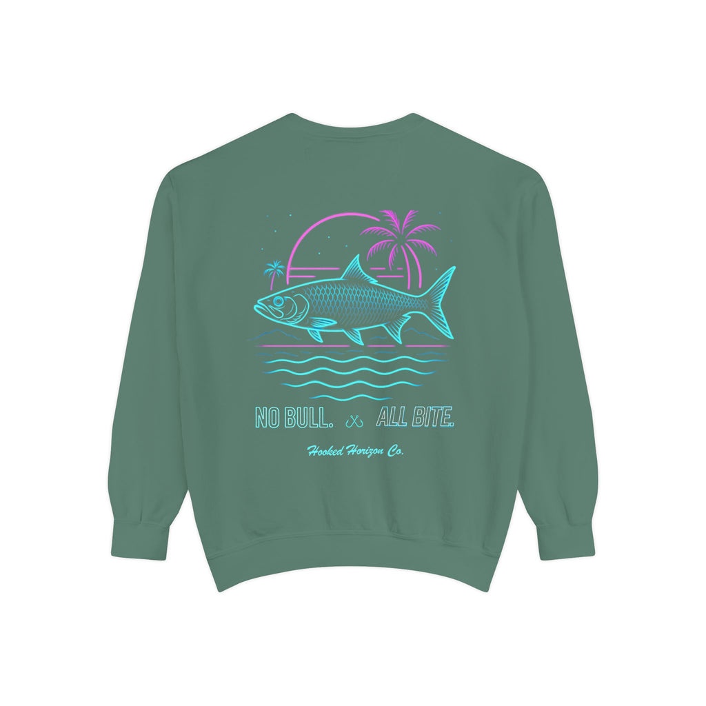 Vintage vibes Neon Tarpon Sweatshirt– Hooked Horizon Co. Ocean apparel, Gifts for Him & Her, Ocean Conservation, Soft Unisex Garment-Dyed Sweatshirt
