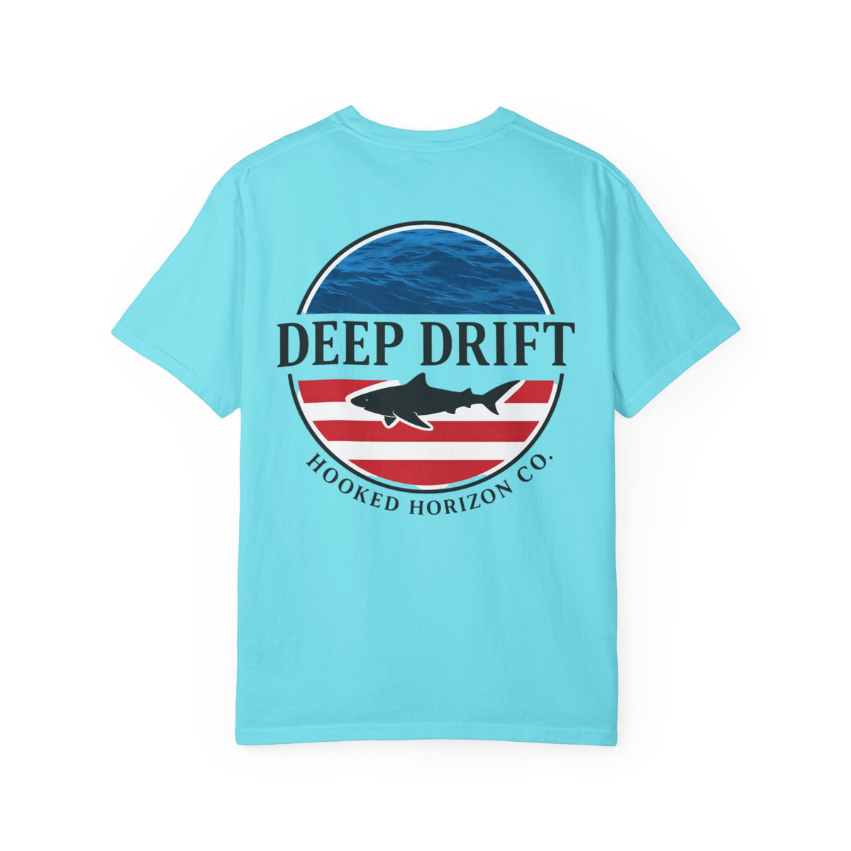 USA Deep Drift Fishing T-Shirt - RED, WHITE & BLUE Fishing Tee for Angler Lovers, Shark Lovers, Ocean Tee