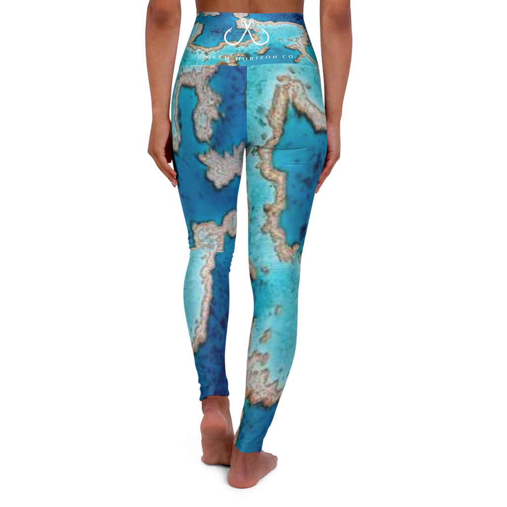 Blue Coral Reef High Waisted Yoga Leggings - Purple, Comfortable Activewear, Fitness Pants, Ideal for Gym, Yoga, and Weekend Brunch