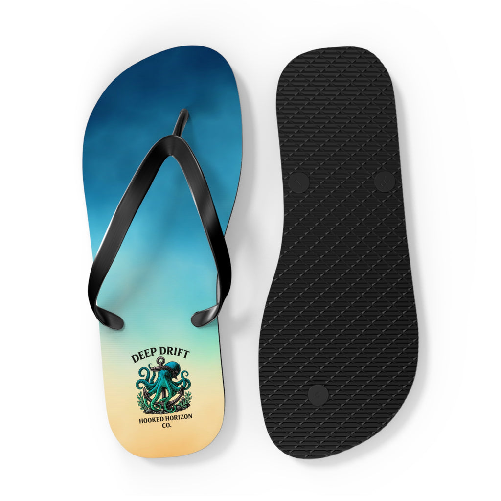 Ocean-Inspired Flip Flops, Summer Sandals, Beach Footwear, Deep Drift, Vacation Essentials, Nautical Gift