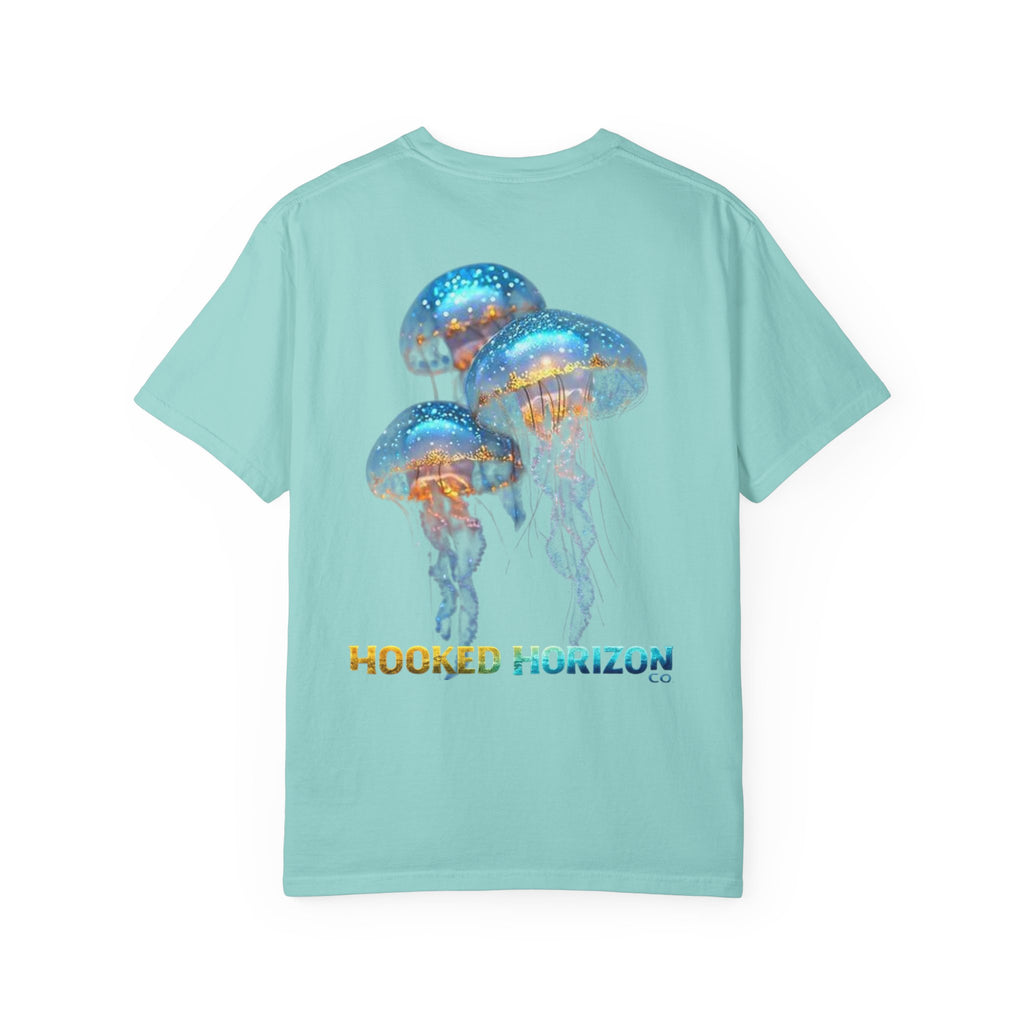 Jelly Fish Hooked Horizon Co. — Deep Drift Fishing Graphicishing Tee for Angler Lovers, Shark Lovers, Ocean Tee