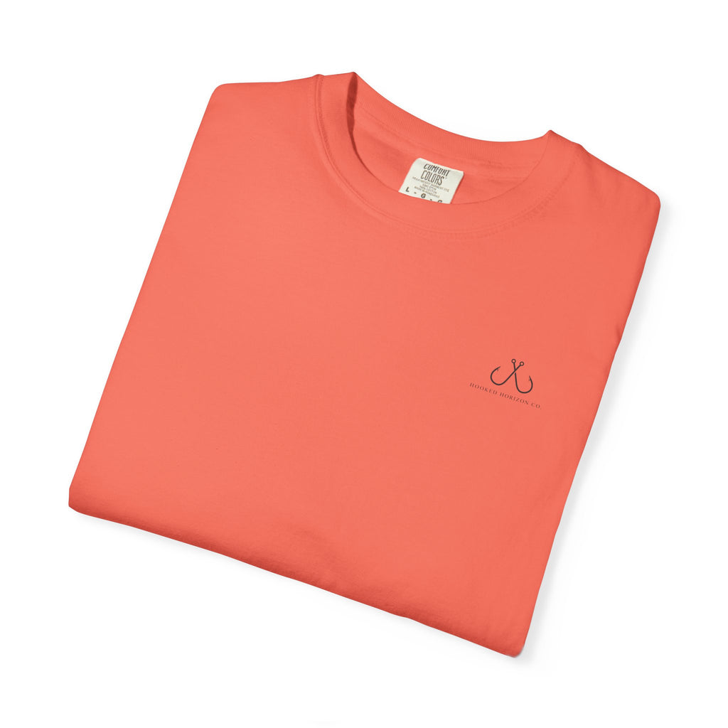 Deep Drift Fishing T-Shirt - Pink & Peach Fishing Tee for Angler Lovers, Pink Ombre, Hammer Head Shark Tee, Ocean-inspired