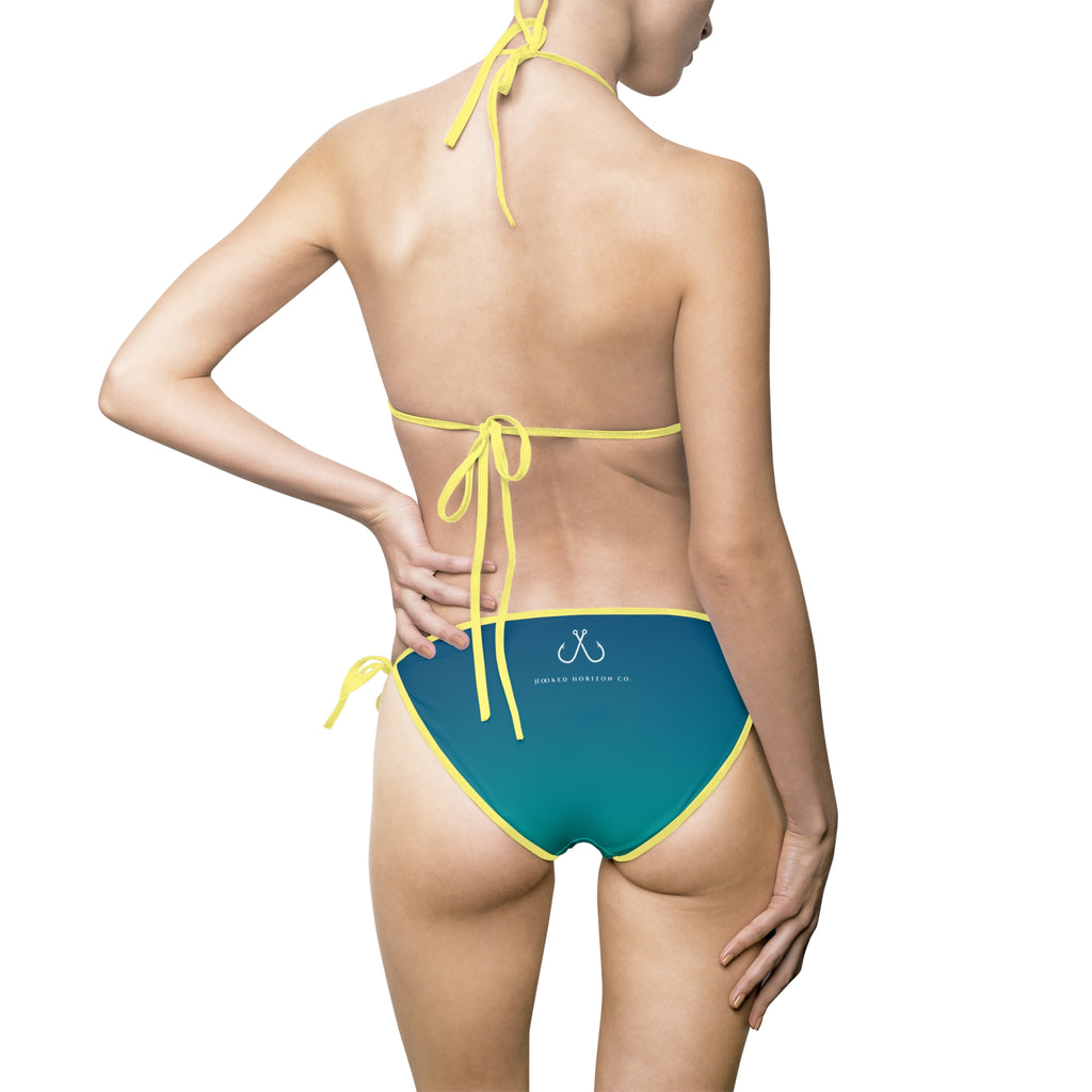 Blue To Sea Green Ombre Bikini –  Hooked Horizon Co. Swimsuit, Summer Beachwear, Swimwear for Vacations, Pool Parties, Tropical Getaways, Custom Strap Colors – Multiple Variations