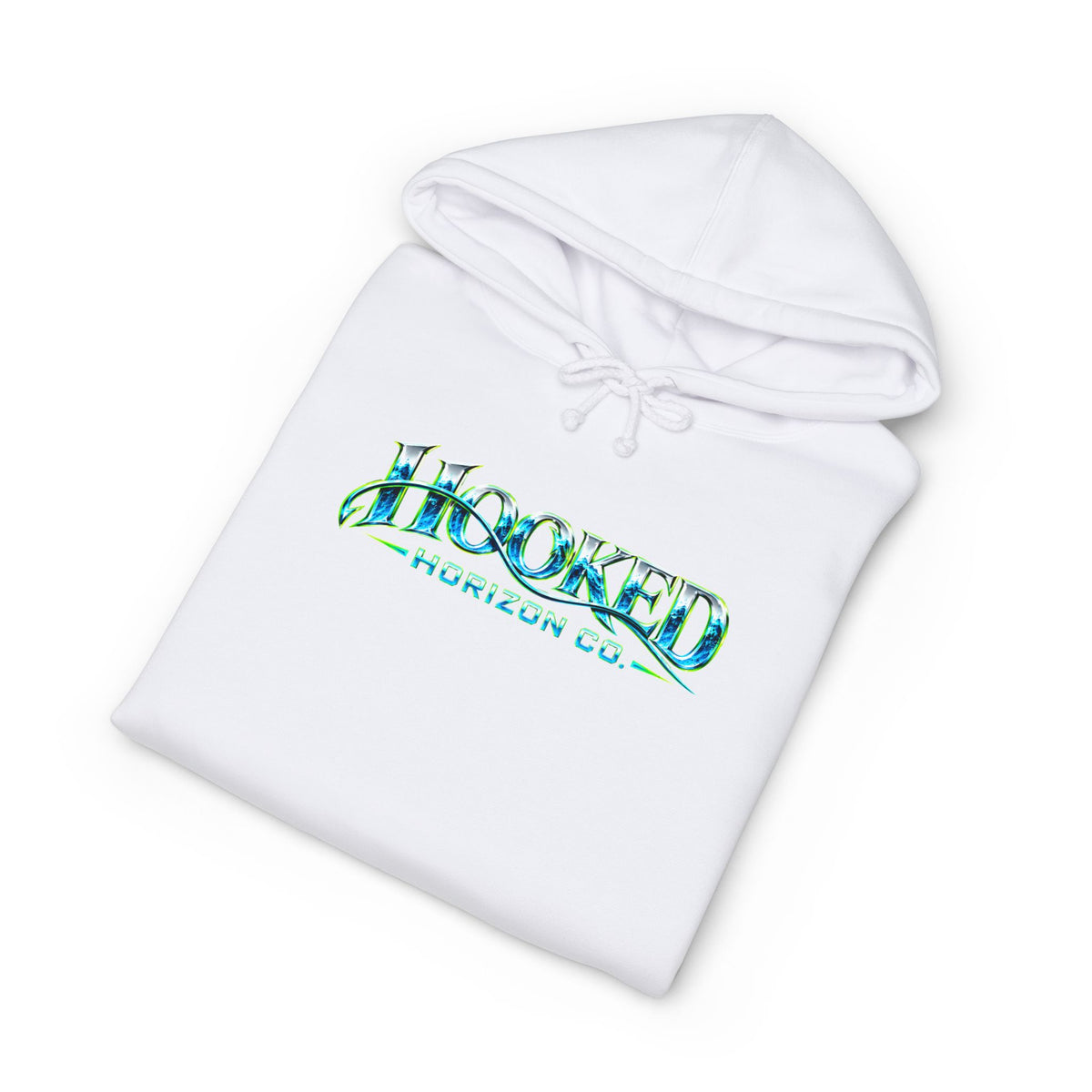 Barracuda Like Green Logo Hoodie—Hooked Horizon Co. — Fishing Back Graphic Hoodie, Multiple Color Variations