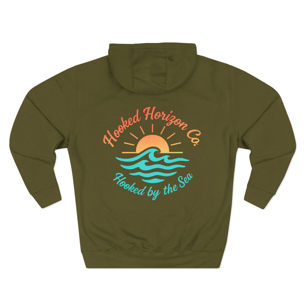 Wave & Sun Deep Drift– "Hooked By The Sea" Hooked Horizon Co. Unisex Hoodie for Ocean Lovers, Nautical Fashion, Cool Weather Gear, Everyday Comfort, Perfect Gift